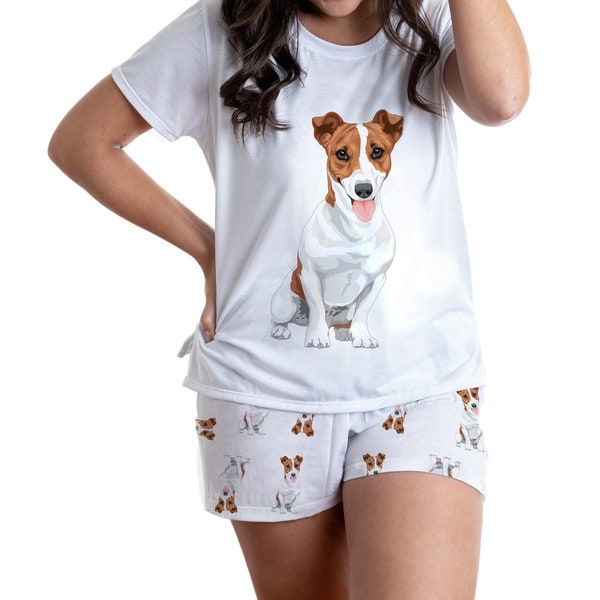 Jack Russel Terrier Pyjama-Set mit Shorts für Frauen, Jack Russel-Pyjama-Set für sie, lustiges Muttertagsgeschenk für die Kombination mit Ihrem Hund, bequem