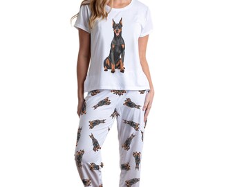 Doberman pajama set with pants for women doberman, Doberman pinscher gift for dog lover, dog pjs for pet lovers, Gift idea for pet loss