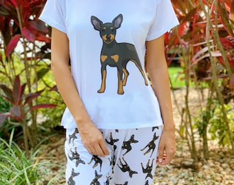 Pinscher pajama set with pants for women, comfy pajamas for dog lovers, my dog perfect gift, matching pajamas for pet parent,mothers day pjs