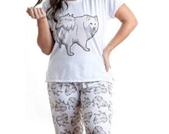 Samojeden-Pyjama-Set mit Hose für Damen. Haustierliebhaber-Nachtwäsche für Frauen, Pyjama-Set für Hundeliebhaber, Ich liebe meinen Samojeden, Artikel für weiße Hunde