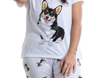Tricolor Corgi Pajama Set With Pants for Women Pembroke Welsh Corgi Gift christmas Dog Lover Set Corgi Pjs Comfy Pjs for Her Dog Pj Etsy