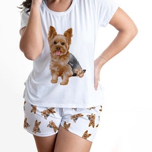 Yorkshire Terrier Pajama Set With Shorts for Women Yorkie Gift