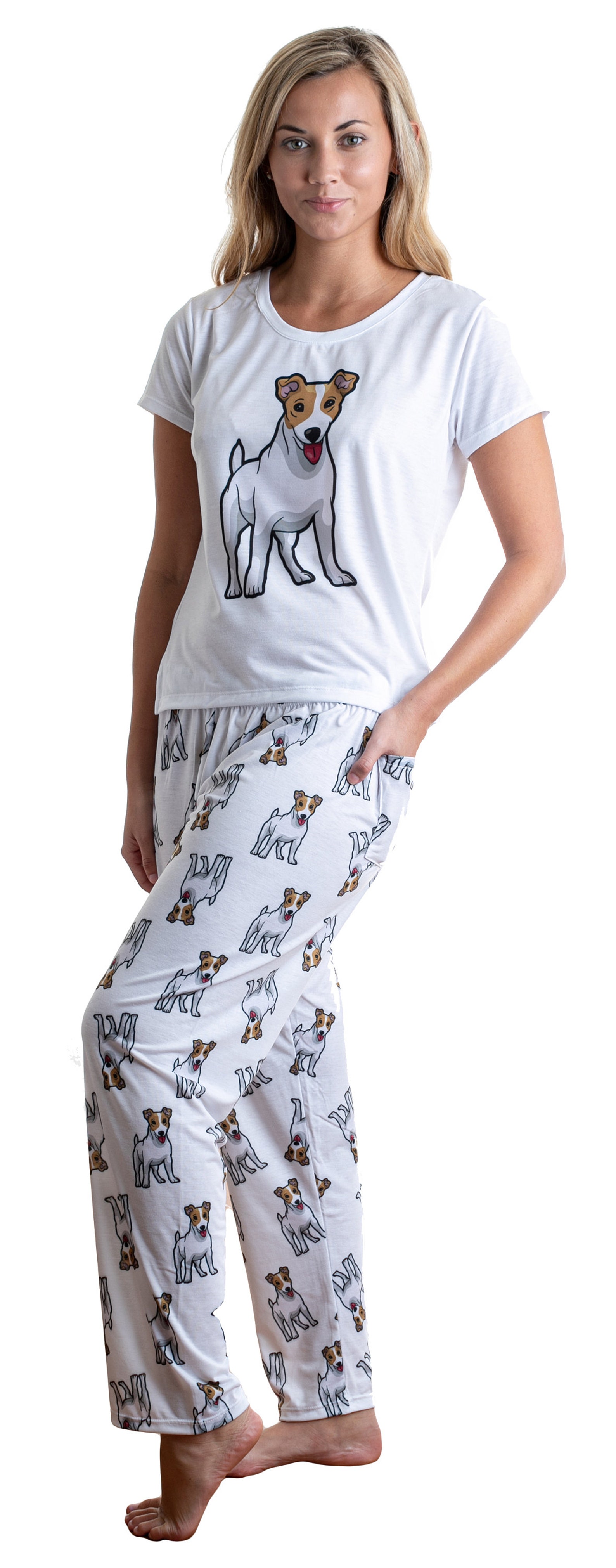 Dog Jack russell terrier pajama set with pants for women | Etsy