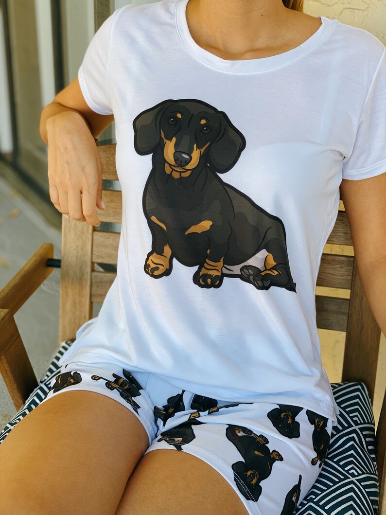 Dog Black Dachshund Wiener Pajama Set With Shorts for Women Etsy