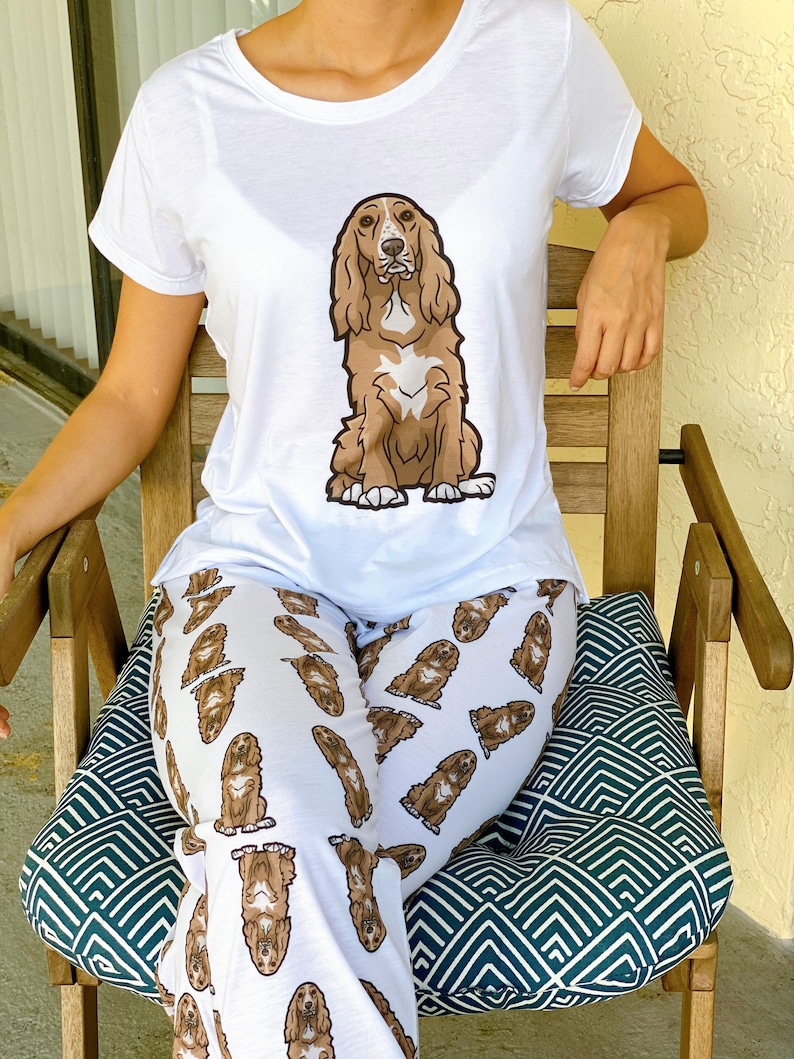 Springer / Cocker Spaniel Pajama Set With Pants for Women, 2 Piece ...