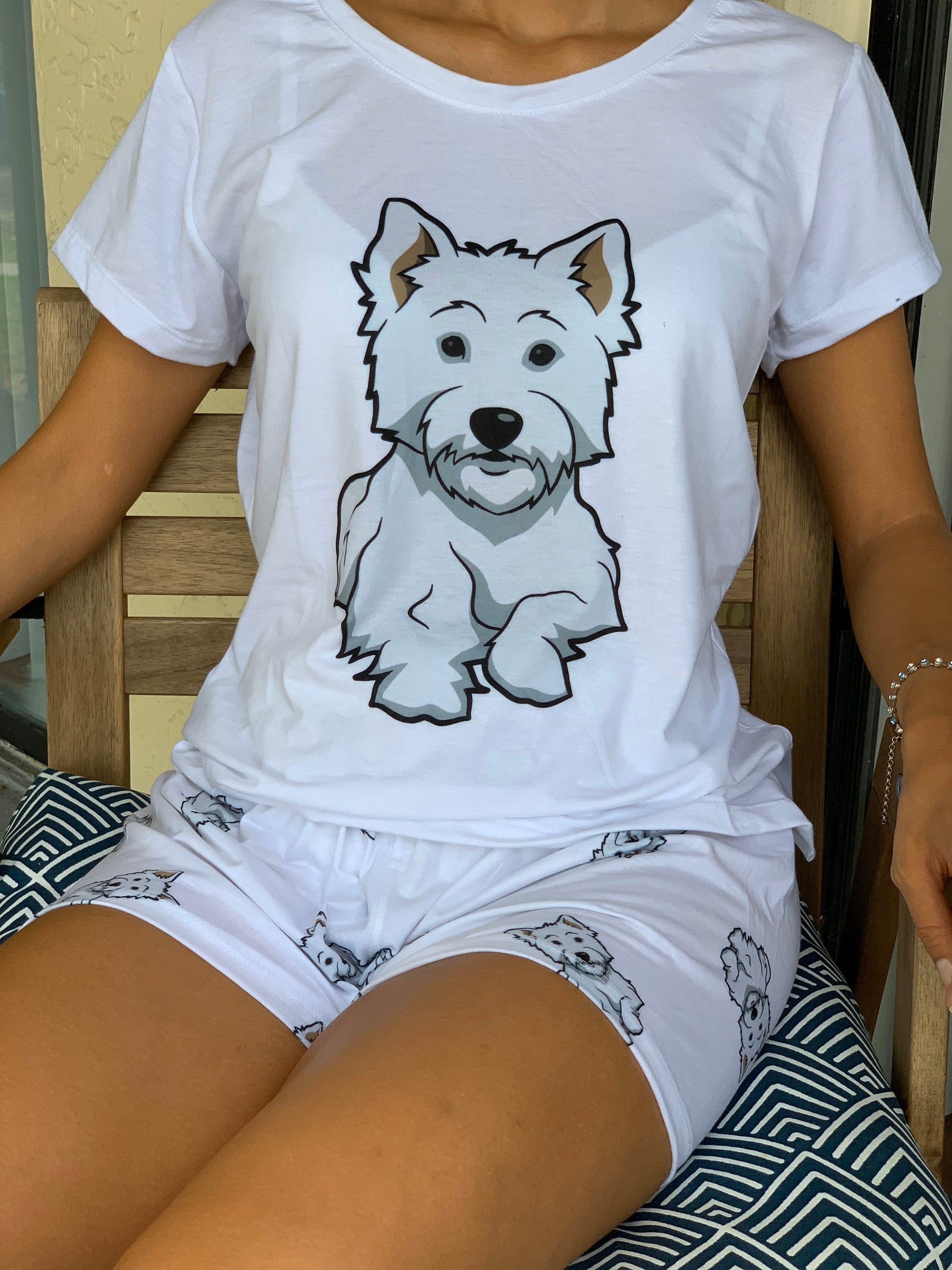 2 Piece Westie Hearts Long Tee Pajama Set 2 Piece Westie Hearts Long Tee Pajama Set