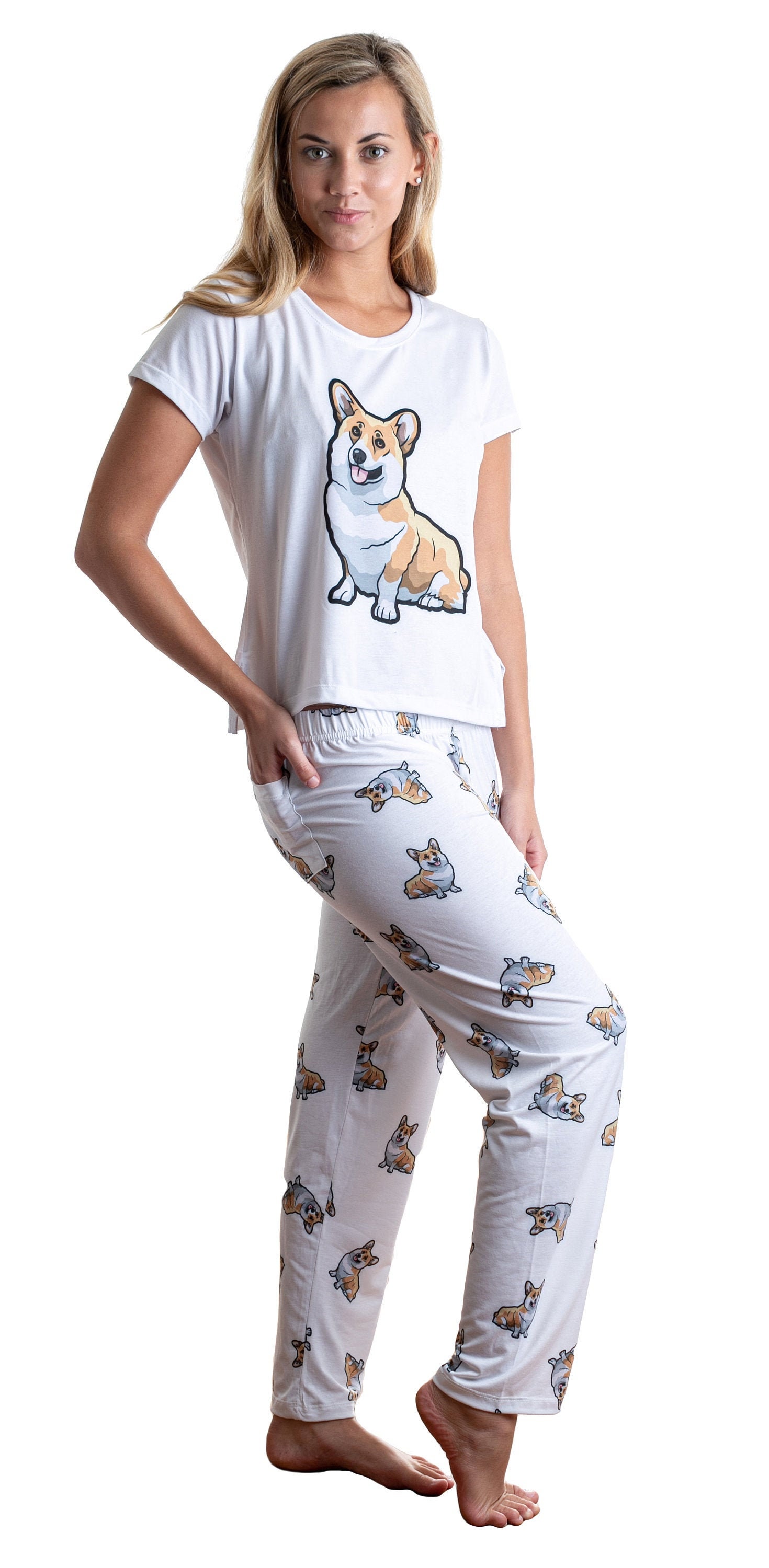 Italian Fashion IF Pijama de algodón Largo de Dos Piezas Ropa de Noche Pantalones de Manga Larga con Bolsillos Perfecto como Regalo Modelo 2021