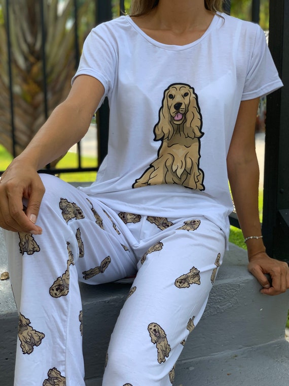 Dog Cocker Spaniel Pajama Set With 