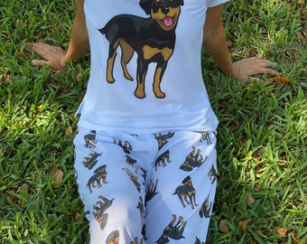 Dog Rottweiler Pajama Set With Pants 