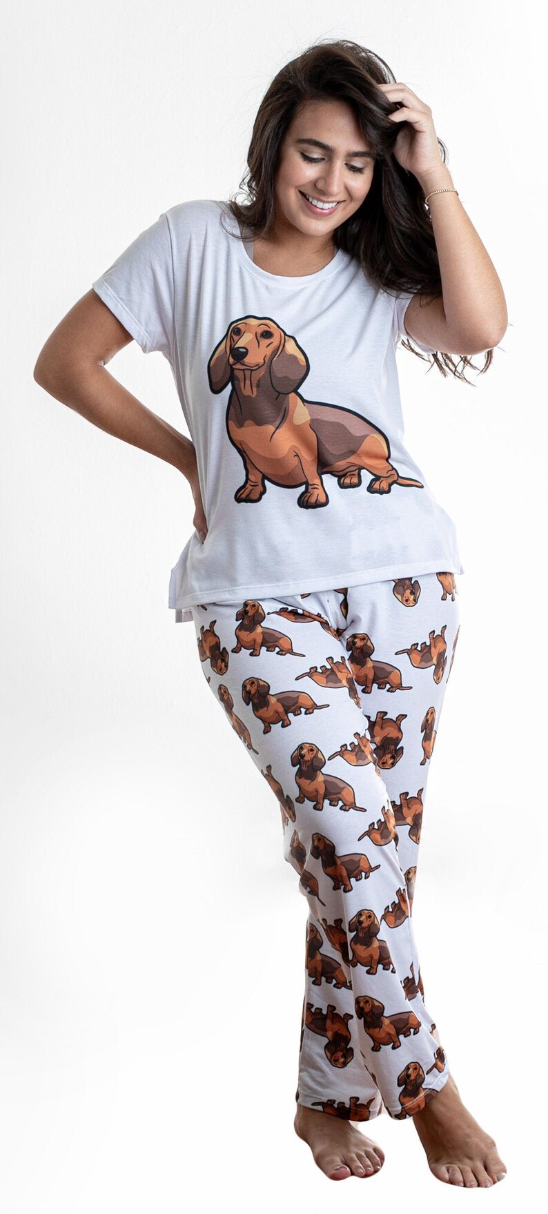 Dog Dachshund Wiener pajama set with pants for women Sausage Etsy