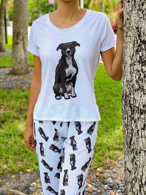 Dog Black Pitbull Pajama Set With Pants 