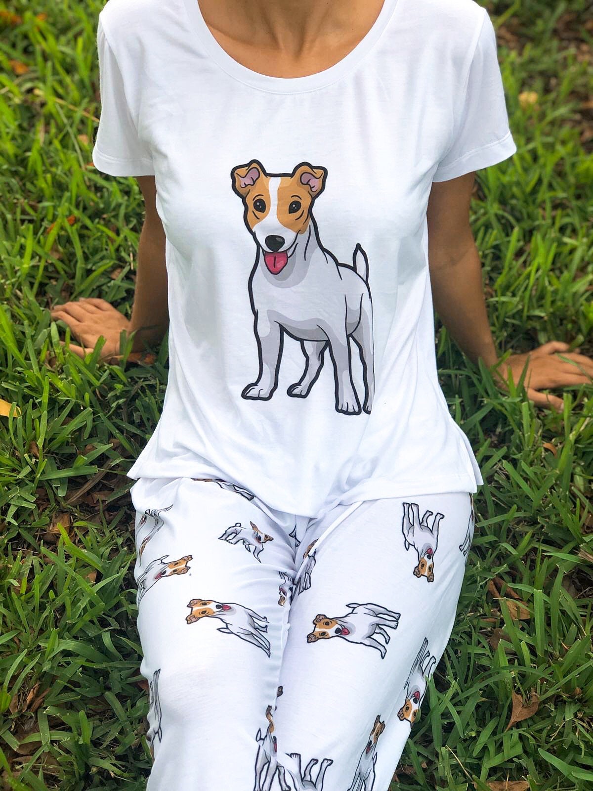Dog Jack russell terrier pajama set with pants for women | Etsy