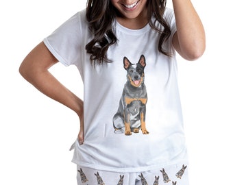 Australian cattle dog pajama set with shorts for women, Blue heeler cattle dog Pjs for pet lovers, Cattle dog outfit funny gift, dog print