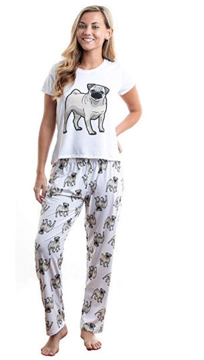 Dog Pug Pajama Set With Pants for Women Pug Pj Set Pug Lover Etsy