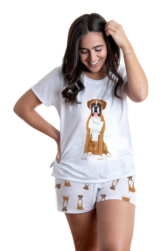 Boxer Pajama Set With Shorts for Women, Boxer Lover Gift, Boxer Pjs for  Her, Dog Pajama Set for Matching Sleepover, Boxer Dog Outfit Set 