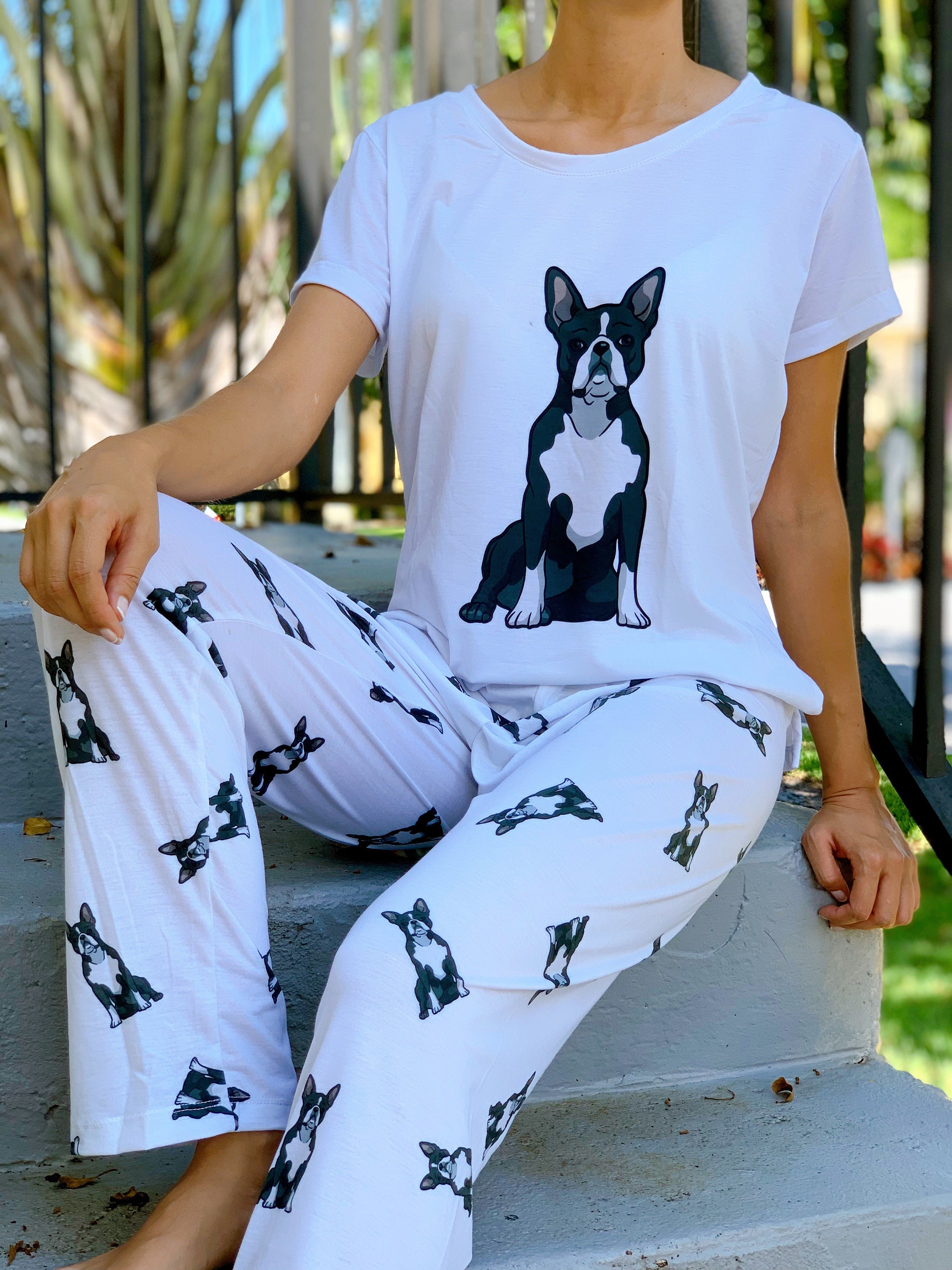 Boston Terrier Pajama Set With Pants for Women Boston Pjs for Dog Lover Soft Pjs for Dog Mom Funny Nightwear for Grandma Dog Printed Set Etsy Canada