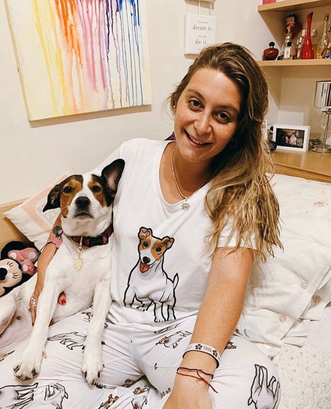 Jack russell terrier pajama set with pants for women jack Russell lover gift soft nightwear for women perfect gift idea for dog lovers