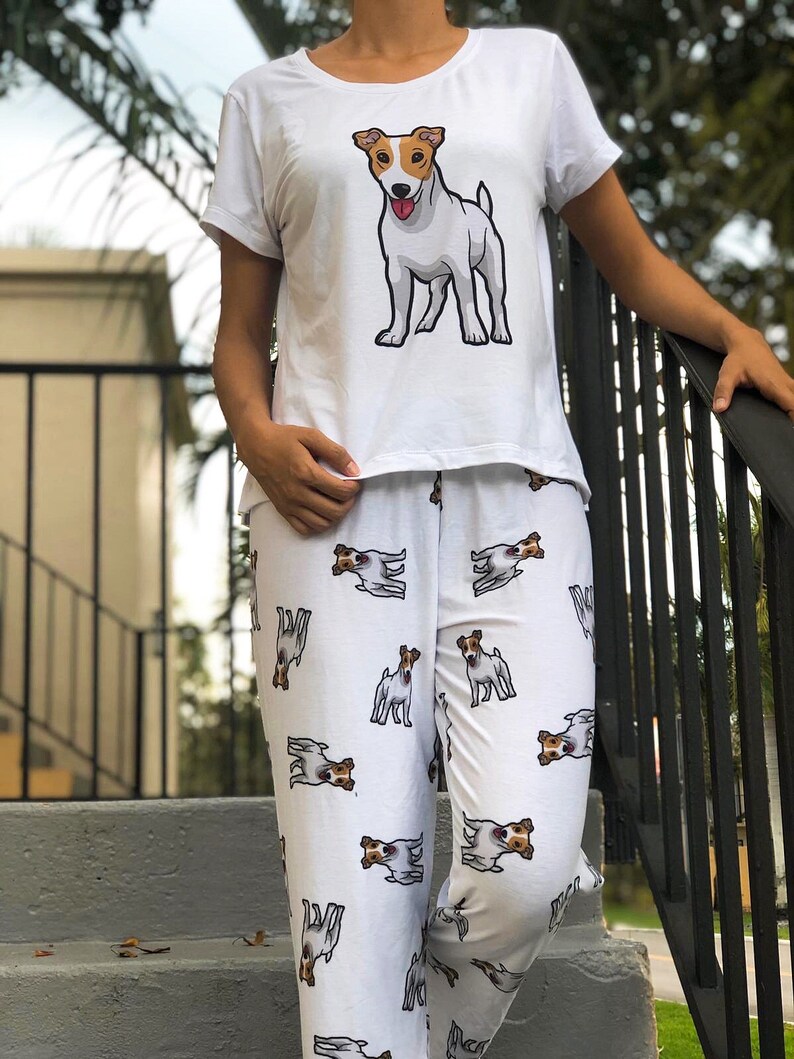 Dog Jack russell terrier pajama set with pants for women | Etsy
