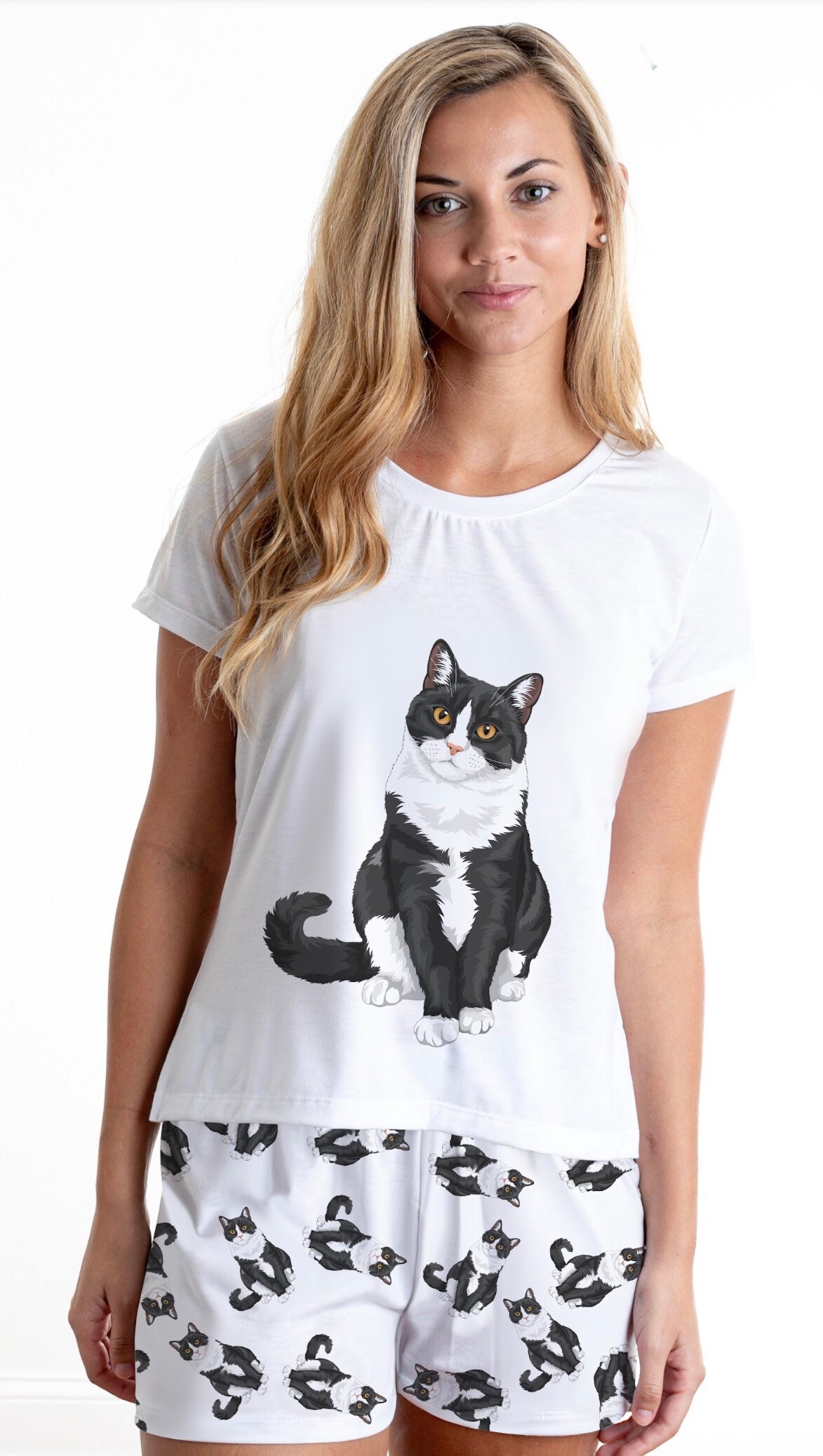 Tuxedo Cat Pajama Set With Shorts for 