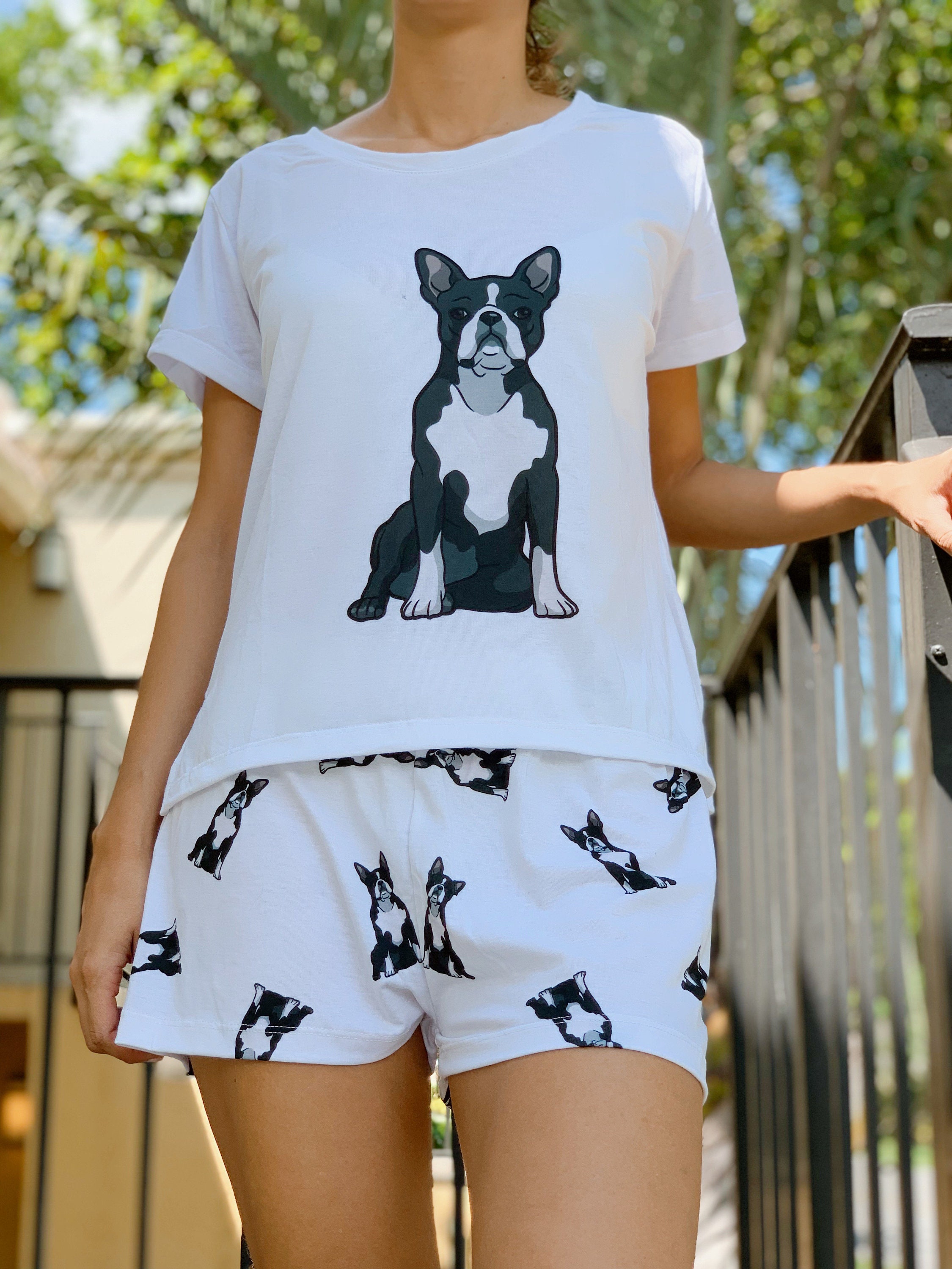 Dog Boston Terrier Pajama Set With Shorts for Women Boston - Etsy