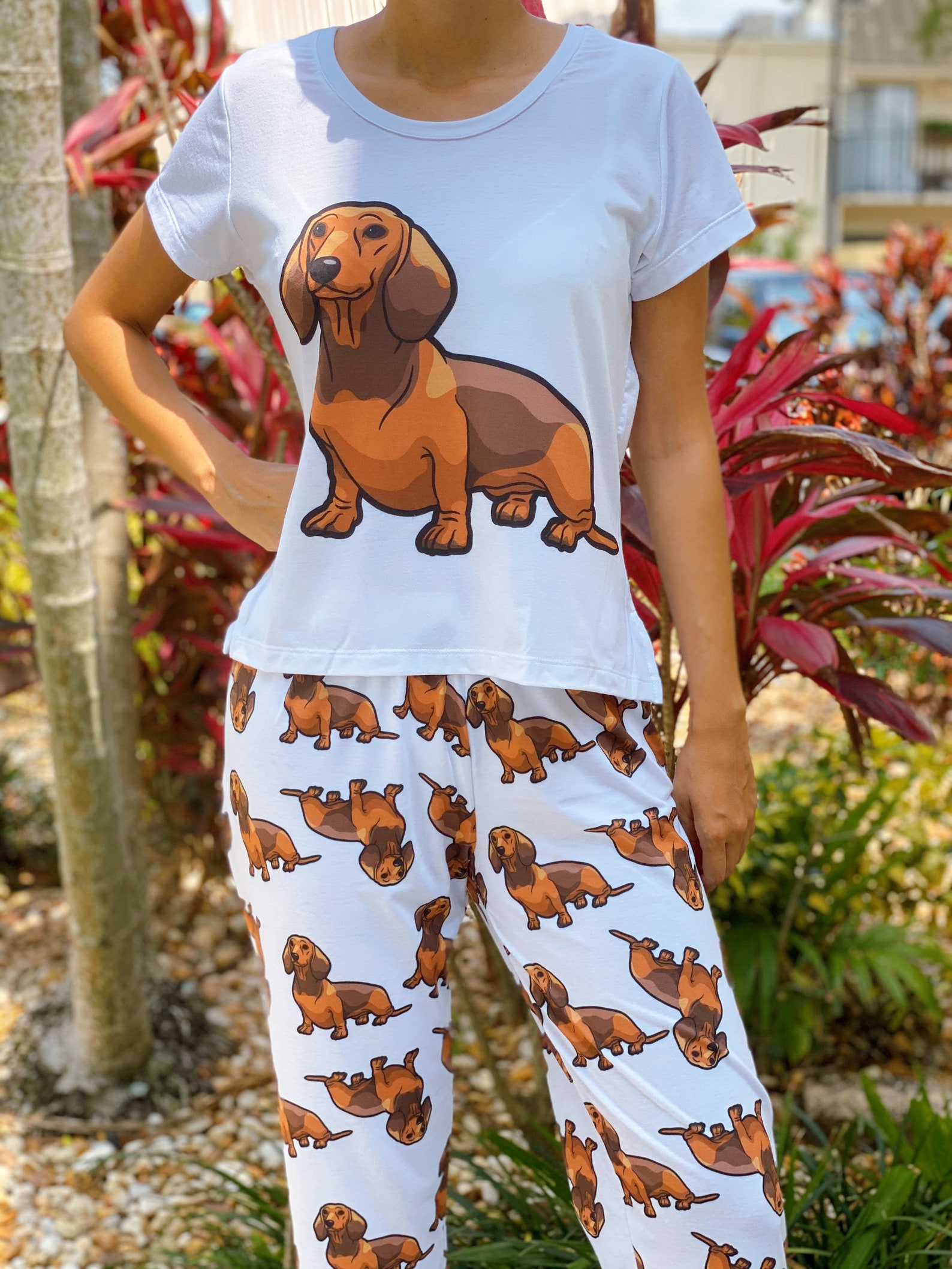 Dog Dachshund Wiener pajama set with pants for women Sausage Etsy