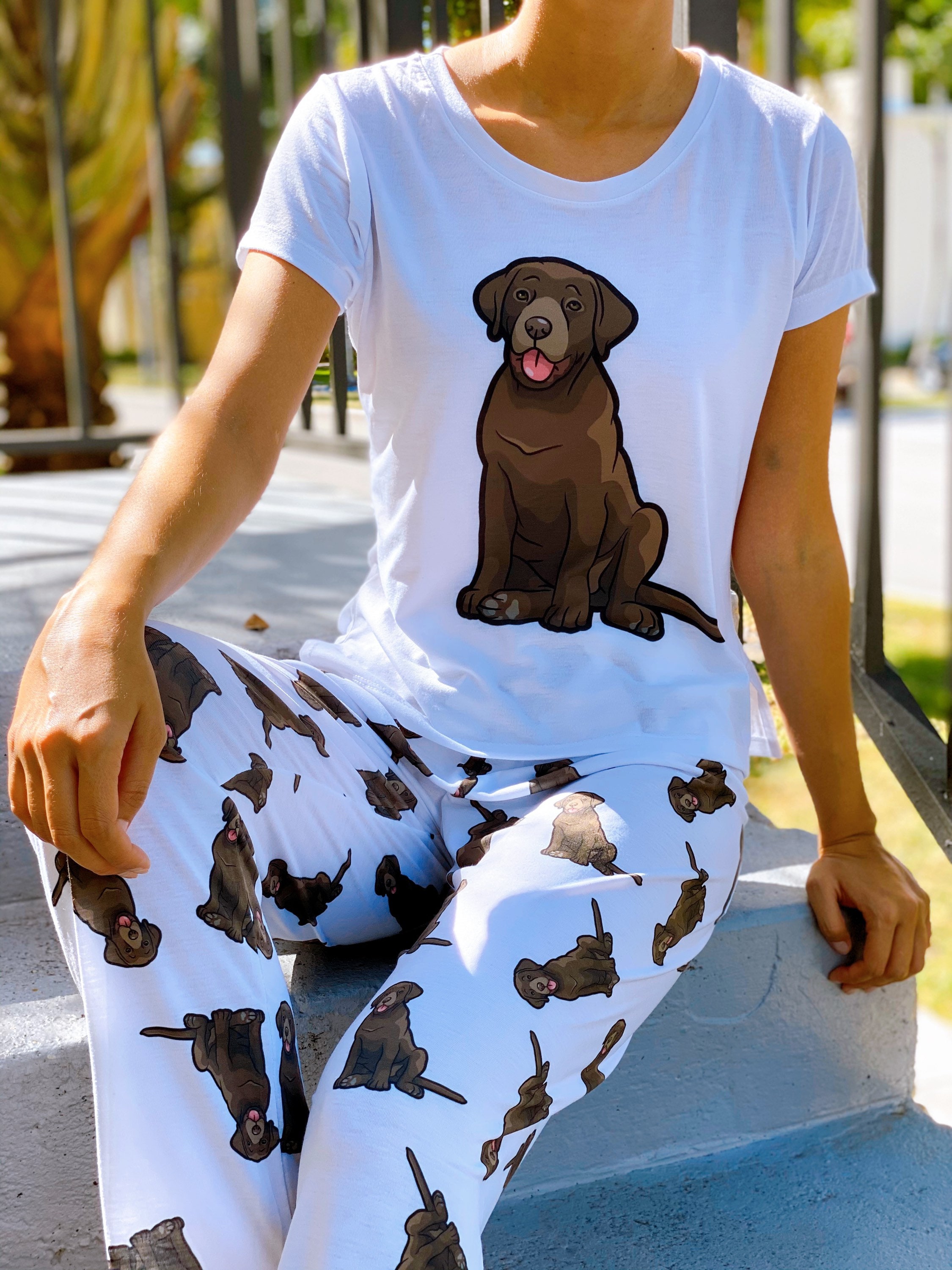 Chocolate Labrador Pajama Set With Pants for Women Choco Labrador
