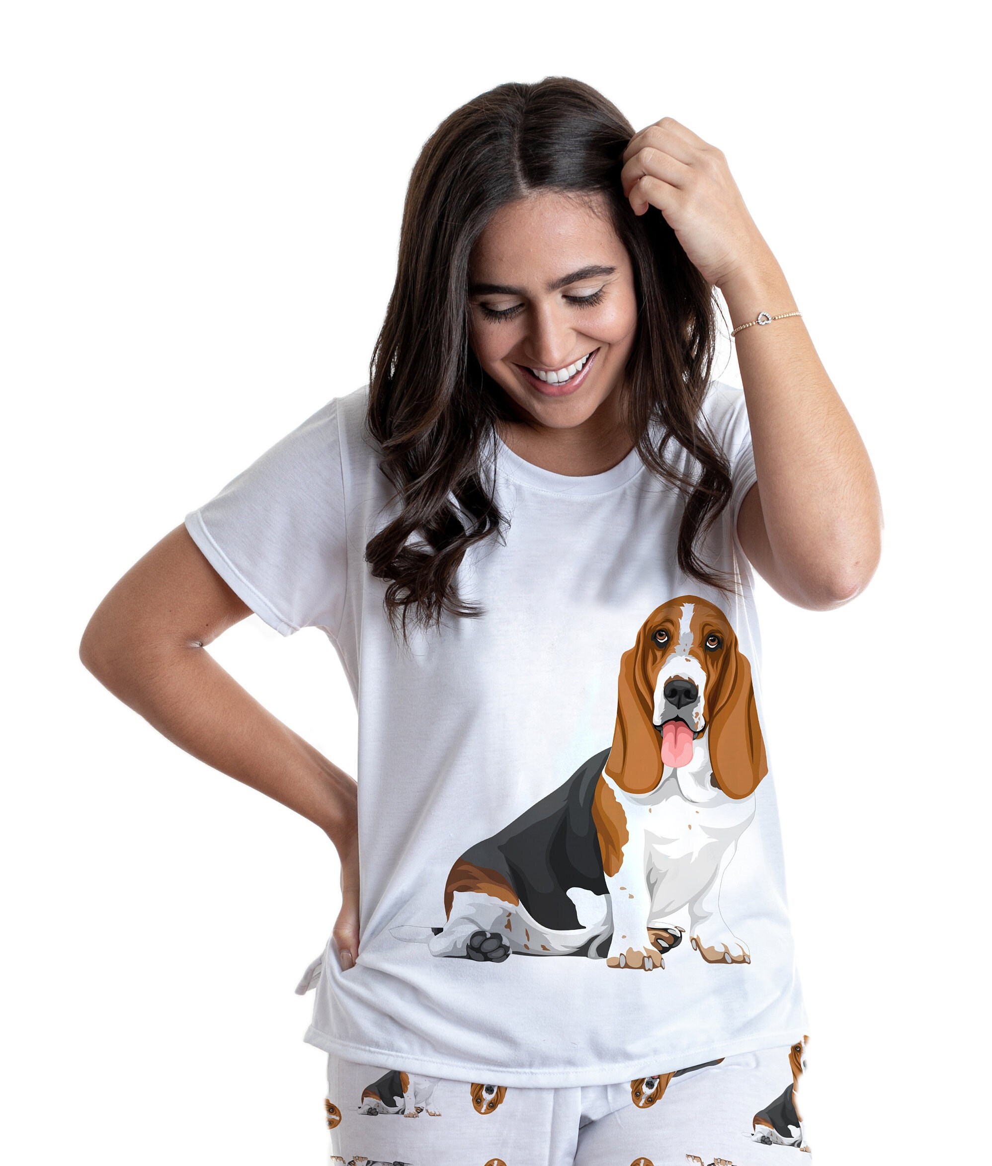 Dog Basset Hound Pajama Set With Pants 