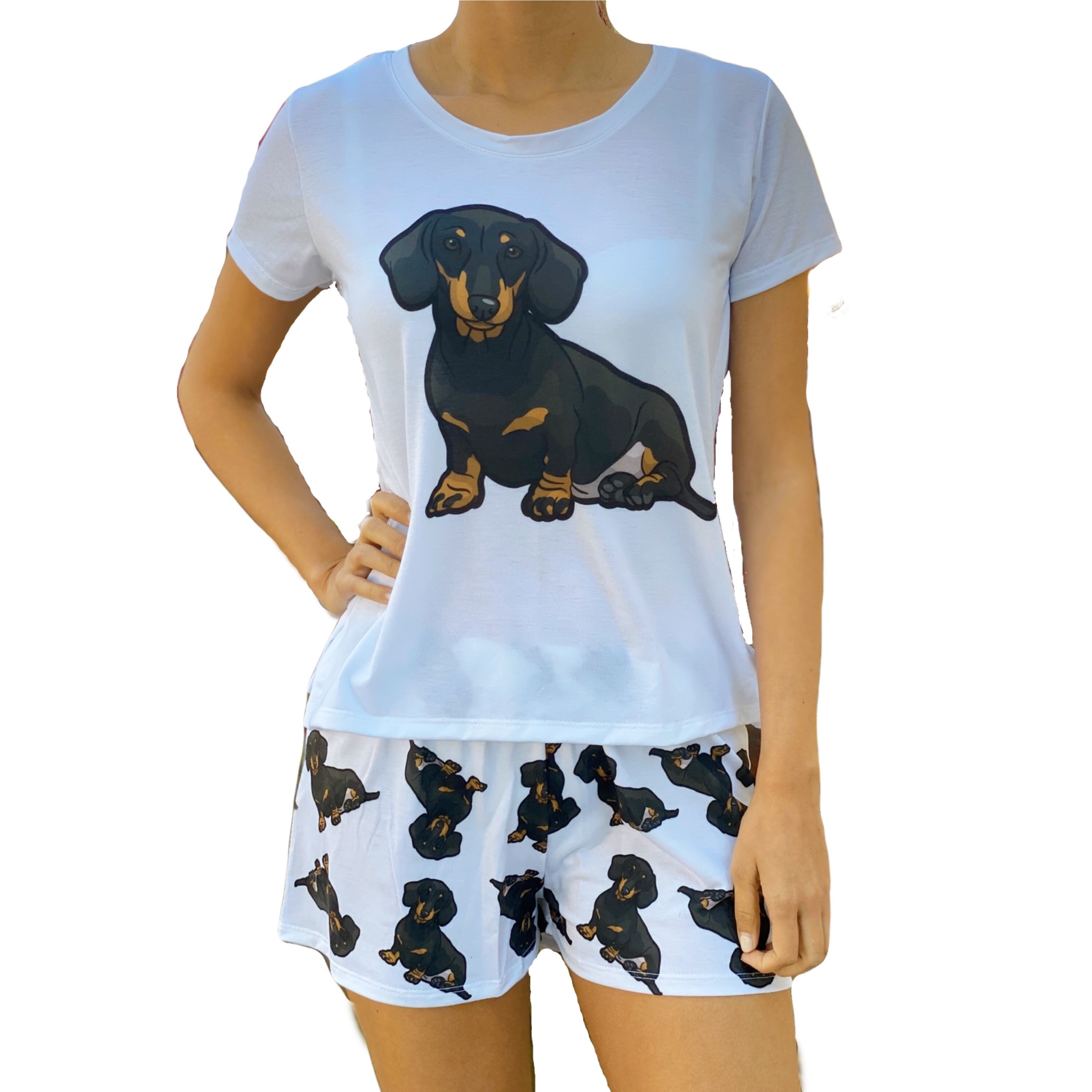 Dog Black Dachshund Wiener Pajama Set With Shorts for Women Etsy