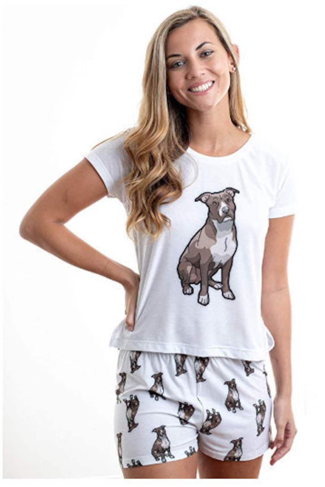 Brown Pitbull Pajama Set With Shorts for Women, Pitbull Pjs for Dog ...