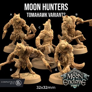 Moon Hunters Tomahawks | Dragon Trappers Lodge | Moon Enclave Pt I | RESIN | Fantasy | DnD | RPG | Tabletop | Gaming | Miniatures | Beasts