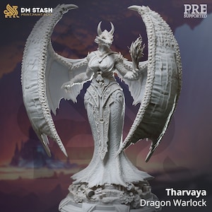 Tharvaya - Dragon Warlock | DM Stash | The Dragon Pack | RESIN | Fantasy | DnD | RPG | Tabletop | Gaming | Miniatures