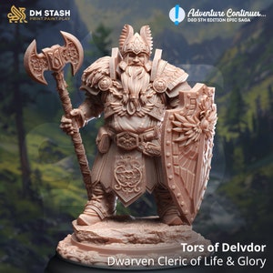 Tors of Delvdor - Dwarven Cleric | DM Stash | Ill Omens | RESIN | Fantasy | DnD | RPG | Tabletop | Gaming | Miniature | Character Model