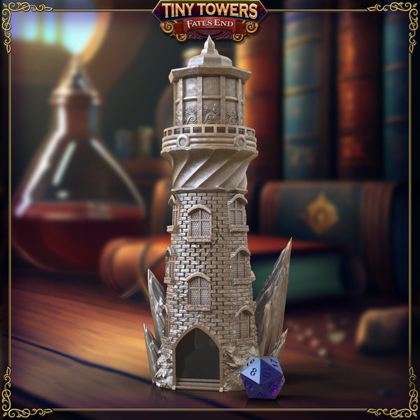 Light House Mini Dice Tower | Fates End | 3D Printed PLA | Fantasy | DnD | RPG | Tabletop | Roleplay Gaming Miniatures | Terrain