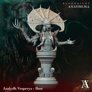 Azalydh Vesperys - Bust | Archvillain Games | Bloodright Anathema | RESIN | Fantasy | DnD | RPG | Gaming Miniature | Beautiful Bust
