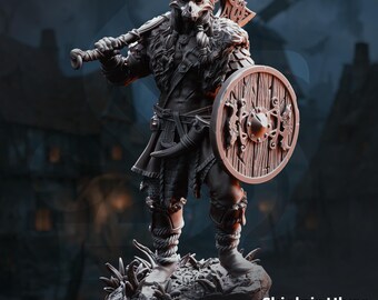 Skjolnir Ulvar - Bárbaro del Lobo / DM Stash / El Fin Difícil / Fantasía / DnD / RPG / Juegos / Miniatura / Modelo de Personaje