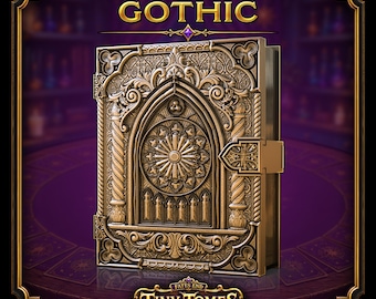 Pequeño tomo gótico / Fates End / Fantasía / DnD / RPG / Juegos de mesa / Regalo para jugadores / Soporte para tarjetas/dados