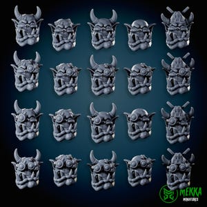 Cybork Heads | Mekka Miniatures | Modular Orks | Resin | Fantasy | Sci Fi | DnD | RPG | Tabletop | Miniature | 40K | Da Boyz