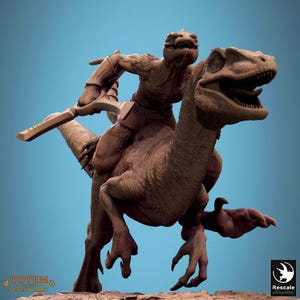 Jurassic Velociraptor Run | Rescale Miniatures | Totem Of The Scalewing | DnD | RPG | Tabletop | Gaming | Miniatures | Mounted Character