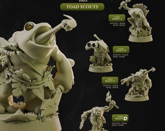 Toad Scouts | Cast n Play | Jungle Toads | NPCs | RESIN | Fantasy | Horror | RPG | Gaming Miniatures | Character Model | Frog
