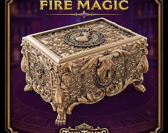 Bóveda Arcana de Magia de Fuego / Fates End / Fantasía / DnD / RPG / Juegos de Mesa / Regalo para Jugadores / Soporte para Cartas/Dados