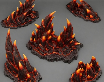 Hell Fire Rocks Set of 5 | Print Your Monster | Fantasy | DnD | RPG | Tabletop | Terrain