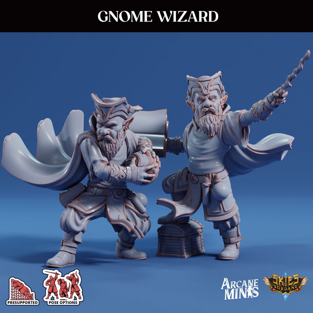Gnome Wizard | Sordane Publishing | Swindler's Luck II | Resin | Fantasy | DnD | RPG | Tabletop | Miniature | Character Model | Gnome