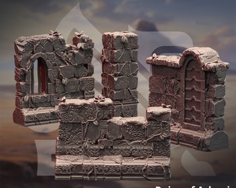 Ruins of Arkani - Ancient Anshani Walls | DM Stash | Orcish Incursion | RESIN | Fantasy | DnD | RPG | Tabletop | Miniatures | Terrain