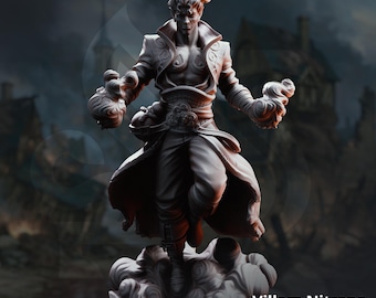 Villam Nitrana - Hechicero de la Tormenta Elemi del Aire / Alijo del DM / El Fin Difícil / Fantasía / DnD / Juego de rol / Miniatura / Modelo de personaje