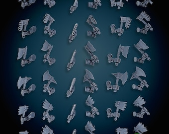 Cybork Melee Arms | Mekka Miniatures | Modular Orks | Fantasy | Sci Fi | DnD | RPG | Tabletop | Miniature | 40K | Da Boyz