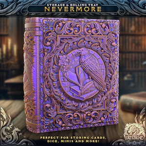 Nevermore Ravens Tome - Perfect for cards, dice, minis | Fates End | Fantasy | DnD | RPG | Roleplay Gaming | MTG Magic Card Box | Gamer Gift