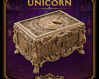Bóveda Arcana Unicornio / Fates End / Fantasía / DnD / RPG / Juegos de Mesa / Regalo para Jugadores / Soporte para Cartas/Dados