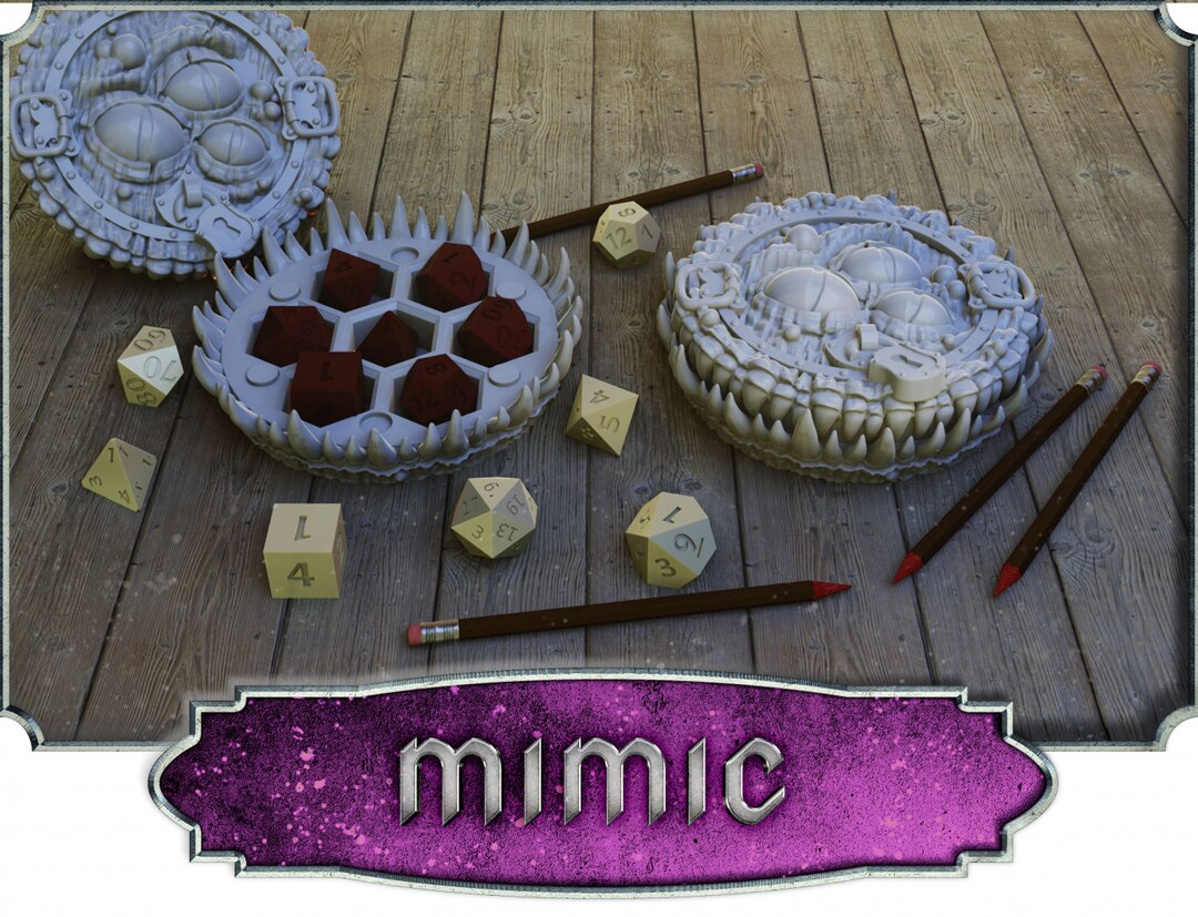 Mimic Dice Holder Crosslances 3D Printed Fantasy Dnd RPG Roleplay