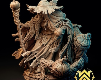 The Gourd Necromancer | The Witch Guild | Fey | Fantasy | Horror | RPG | Gaming Miniatures | Character Model | Pumpkin Character