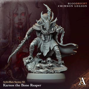 Karnos the Bone Reaper | Archvillain Games | Bloodright Crimson Legion | Fantasy | DnD | Tabletop | Gaming | Miniatures | Character Model